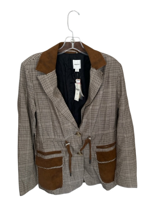 Maeve Size XXS Brown & Tan Cotton Blend Faux Suede Checkered Jacket Brown & Tan / XXS