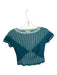 St. John Size P Sage Green & Teal Viscose Blend Short Sleeve Grid Cropped Top Sage Green & Teal / P