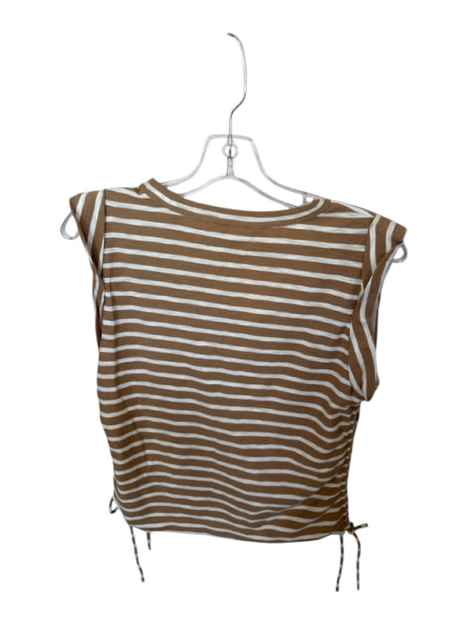 Veronica Beard Size XS Tan & White Pima Cotton Cap Sleeve Striped Top Tan & White / XS