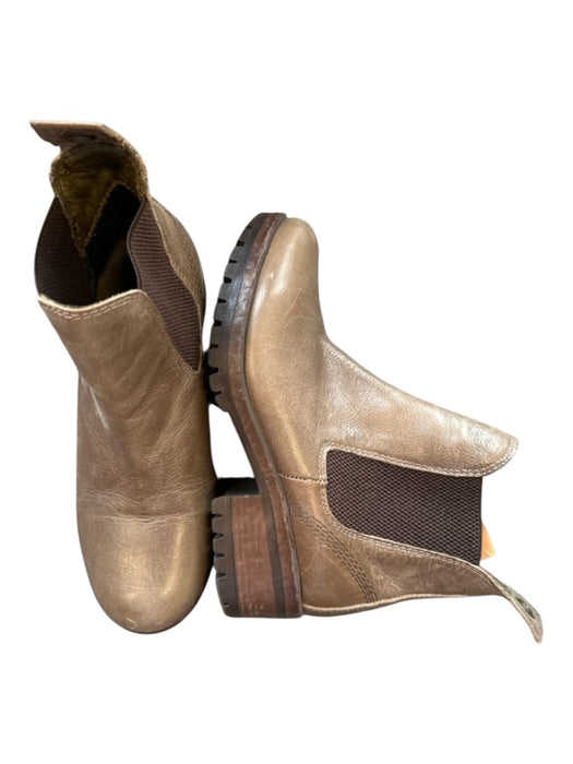 Bueno Shoe Size 37 Taupe Leather Chelsea Rubber Sole Short Boots Taupe / 37