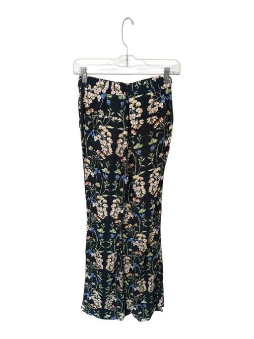 Zara Size XS Navy & Multi Viscose High Waist Botanical Wide Leg Pants Navy & Multi / XS