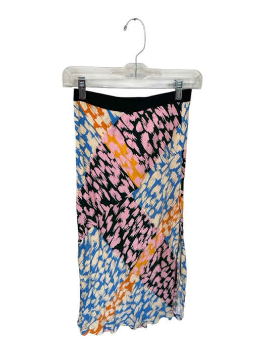 Corey lynn calter Size XS Black & Multi Viscose Blend Waist Band Slit Maxi Skirt Black & Multi / XS