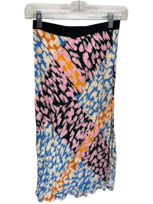 Corey lynn calter Size XS Black & Multi Viscose Blend Waist Band Slit Maxi Skirt Black & Multi / XS