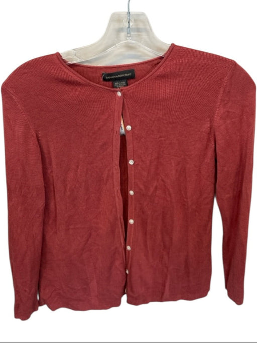 Banana Republic Size XS Mauve Silk Long Sleeve Ribbed Cardigan Sweater Mauve / XS