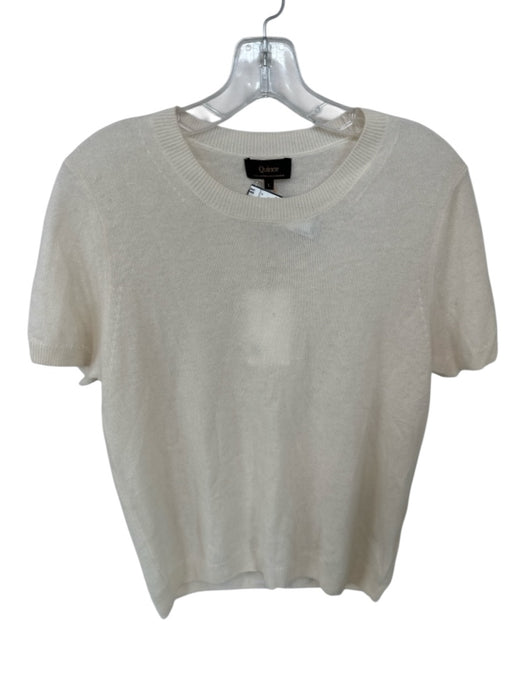 Quince Size L Cream Mongolian Cashmere Short Sleeve Knit Sweater Cream / L