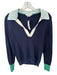 Boden Size 2 Navy & Aqua Cotton & Wool Collar Color Block Long Sleeve Sweater Navy & Aqua / 2