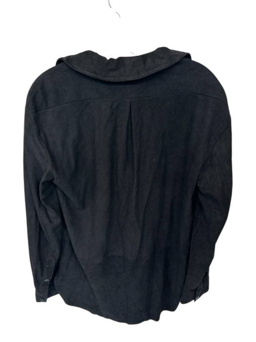 Quince Size S Black Suede Long Sleeve Button Down Jacket Black / S