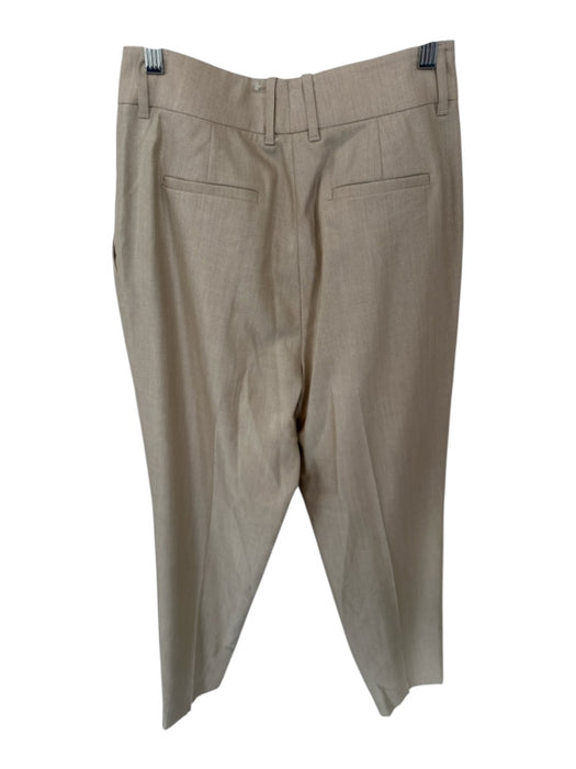 Lafayette 148 Size 4 Oatmeal Wool & Silk High Waist Pleated Trouser Pants Oatmeal / 4