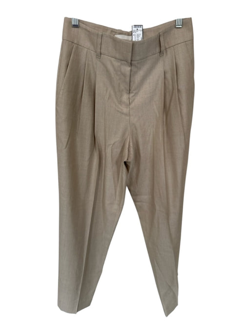Lafayette 148 Size 4 Oatmeal Wool & Silk High Waist Pleated Trouser Pants Oatmeal / 4