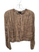 Current Air Size S Tan Polyester Long Balloon Sleeve Crinkle Ruffle collar Top Tan / S