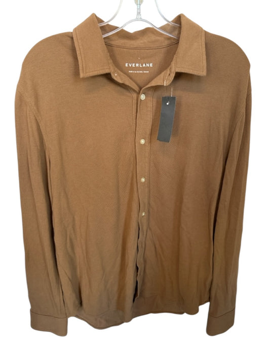 Everlane Size L Tan Organic Cotton Solid Button Down Men's Shirt Tan / L