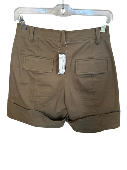 Tibi Size 0 Army Green Cotton High Waist Cuffed Cargo Pockets Shorts Army Green / 0