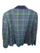 Pendleton Size 8 Navy & Green Wool One Button Plaid Velvet Accent Blazer Jacket Navy & Green / 8