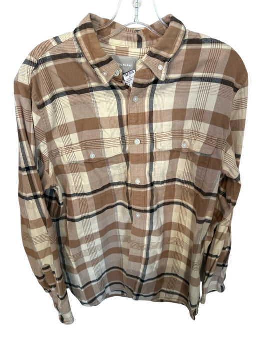 Everlane Size L Tan & Black Cotton Plaid Flannel Men's Shirt Tan & Black / L