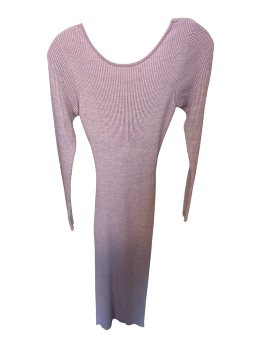 Minkpink Size L Lavendar Viscose Blend Long Sleeve Ribbed Keyhole Back Dress Lavendar / L