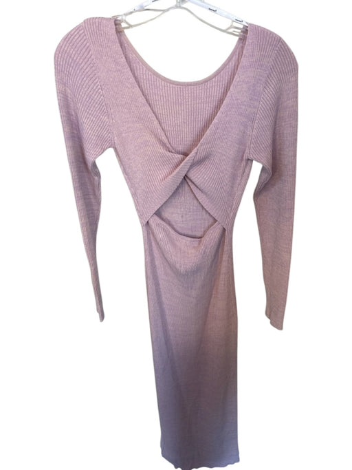Minkpink Size L Lavendar Viscose Blend Long Sleeve Ribbed Keyhole Back Dress Lavendar / L