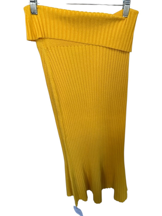 M.M. Lafleur Size L Marigold Acetate Fold Over Ribbed Maxi Skirt Marigold / L