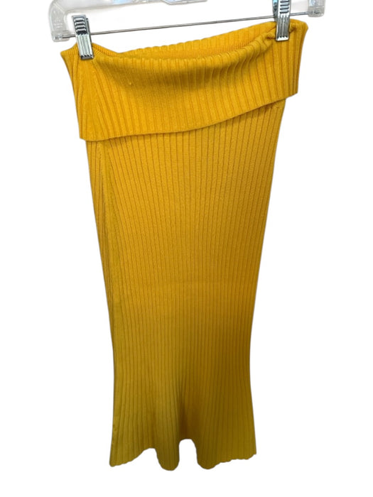 M.M. Lafleur Size L Marigold Acetate Fold Over Ribbed Maxi Skirt Marigold / L