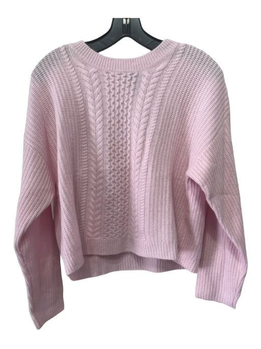 Aqua Cashmere Size S Light Pink Cashmere Cable Knit Long Sleeve Sweater Light Pink / S