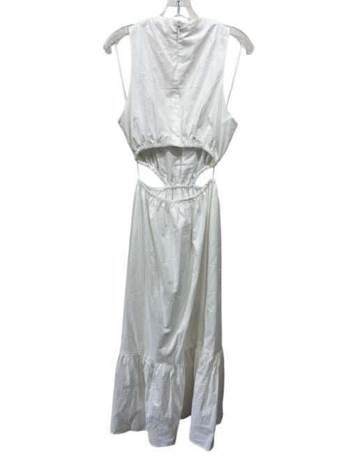 Wayf Size S White Cotton Sleeveless Side Cut Outs Elastic Waist Maxi Dress White / S