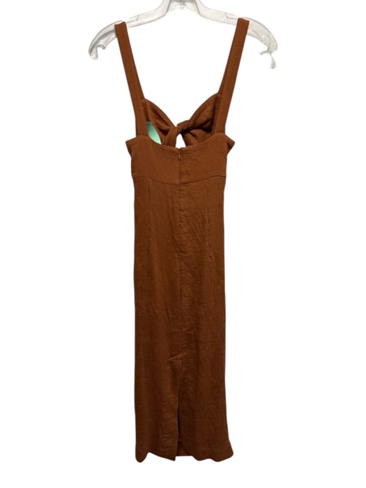 Shona Joy Size 6 Rust Brown Viscose Sleeveless Ribbed Cutout Maxi Dress Rust Brown / 6