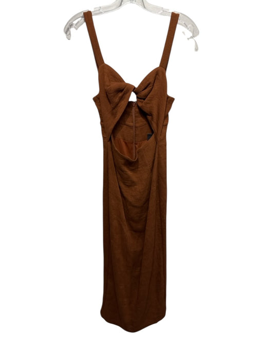Shona Joy Size 6 Rust Brown Viscose Sleeveless Ribbed Cutout Maxi Dress Rust Brown / 6