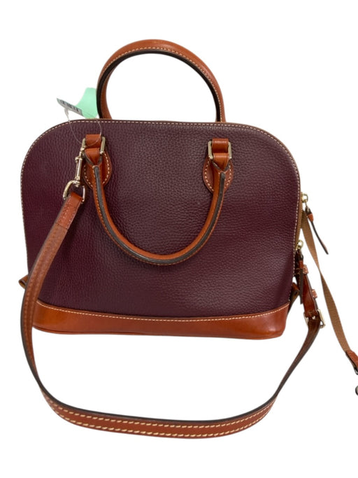 Dooney & Bourke Burgundy & Brown Leather Pebbled Leather Gold Hardware Bag Burgundy & Brown / Medium