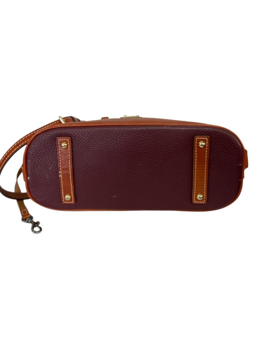 Dooney & Bourke Burgundy & Brown Leather Pebbled Leather Gold Hardware Bag Burgundy & Brown / Medium