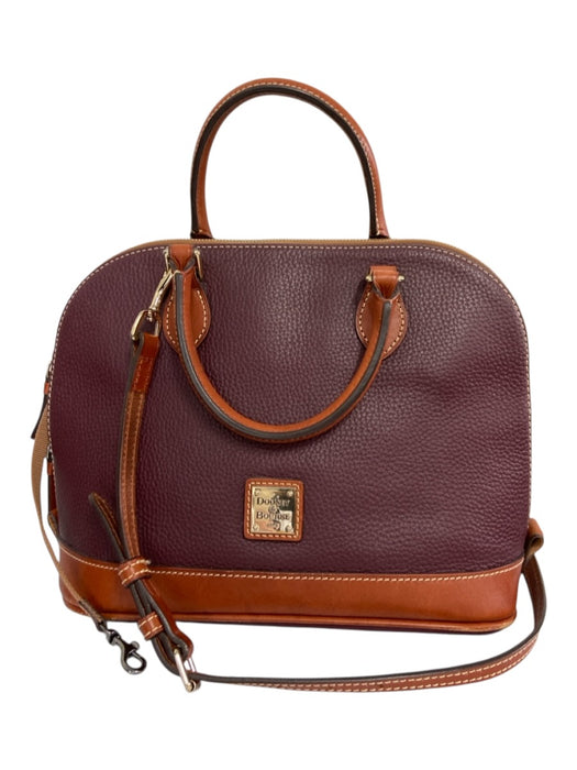 Dooney & Bourke Burgundy & Brown Leather Pebbled Leather Gold Hardware Bag Burgundy & Brown / Medium