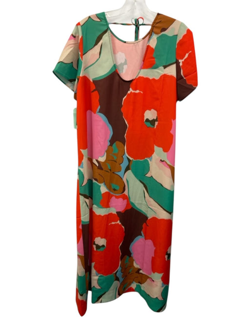 CROSBY by Mollie Burch Size S Orange, Brown & Multi Polyester Short Sleeve Dress Orange, Brown & Multi / S