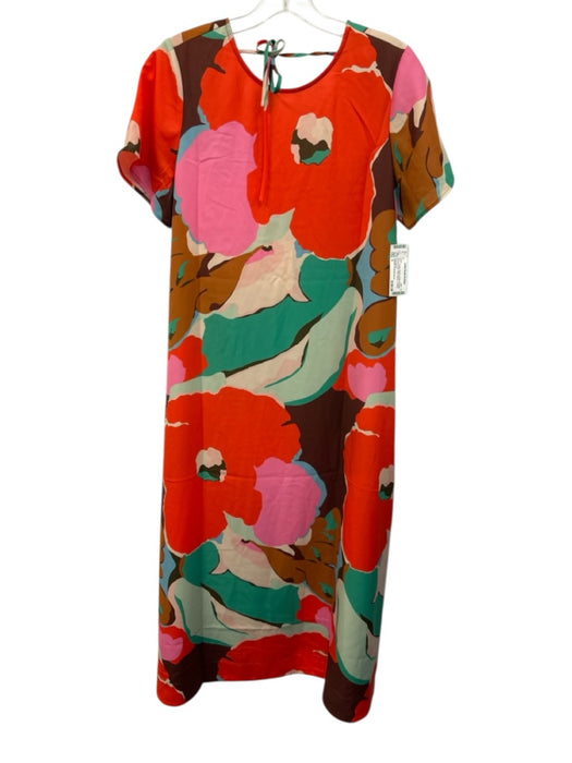 CROSBY by Mollie Burch Size S Orange, Brown & Multi Polyester Short Sleeve Dress Orange, Brown & Multi / S