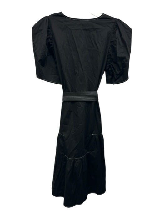 CROSBY by Mollie Burch Size S Black & White Cotton Blend Short Puff Sleeve Dress Black & White / S