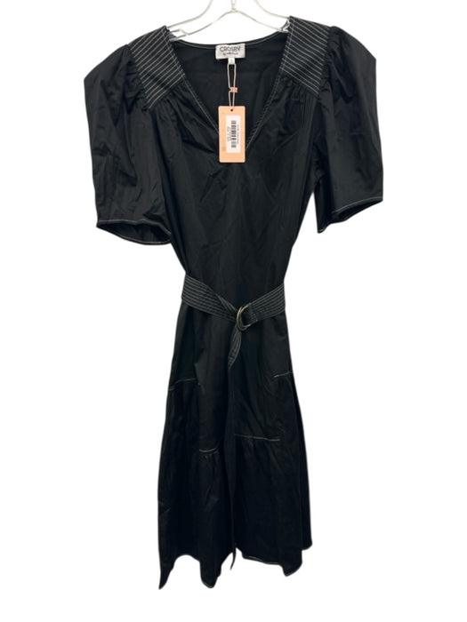 CROSBY by Mollie Burch Size S Black & White Cotton Blend Short Puff Sleeve Dress Black & White / S