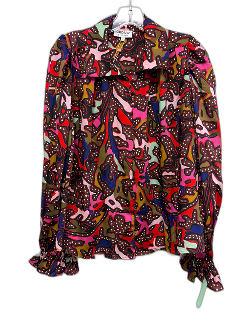 CROSBY by Mollie Burch Size S brown, pink & multi Polyester Abstract Print Top brown, pink & multi / S