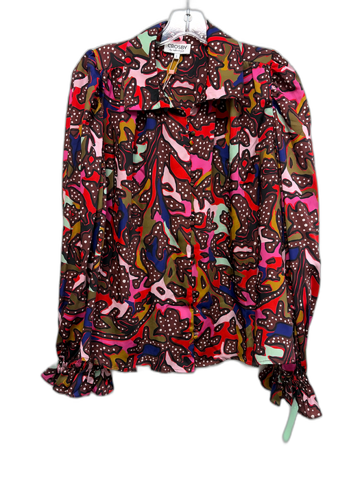 CROSBY by Mollie Burch Size S brown, pink & multi Polyester Abstract Print Top brown, pink & multi / S