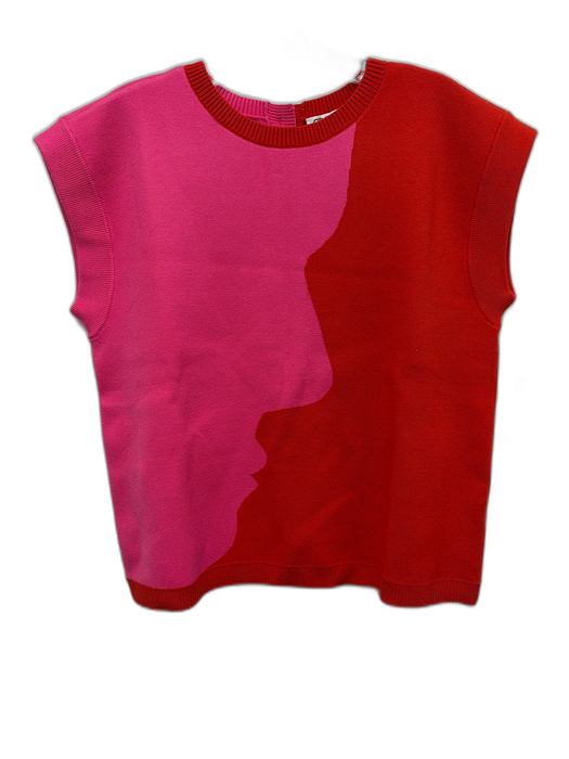 CROSBY by Mollie Burch Size S Pink & Red Acrylic Blend Knit Color Block Vest Top Pink & Red / S
