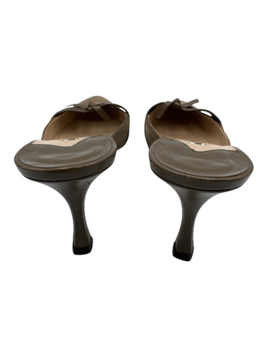 Manolo Blahnik Shoe Size 38.5 Taupe Gray Leather Upper Suede Knot Detail Pumps Taupe Gray / 38.5