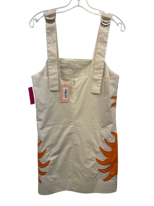 Crosby Size S White & Orange Cotton Sleeve Cut Outs stars Shoulder Buckles Dress White & Orange / S