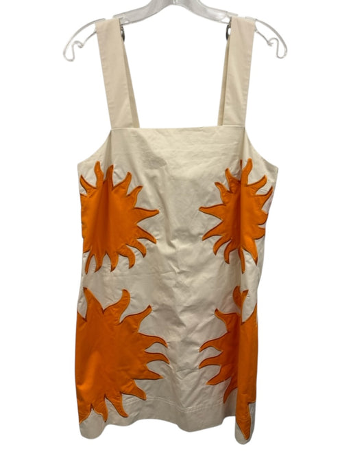 Crosby Size S White & Orange Cotton Sleeve Cut Outs stars Shoulder Buckles Dress White & Orange / S