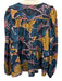 Crosby Size S Blue & Multi Polyester Long Sleeve All Over Print Split Neck Dress Blue & Multi / S