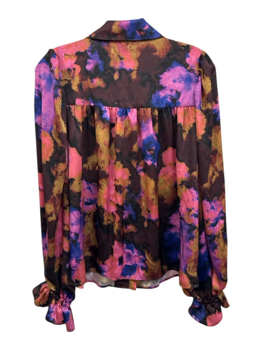 Crosby Size S brown, purple, multi Polyester Long Sleeve All Over Print Dress brown, purple, multi / S