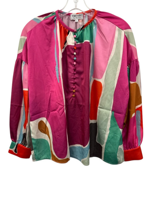 Crosby Size S Purple, Pink, Multi Polyester Long Sleeve All Over Print Dress Purple, Pink, Multi / S