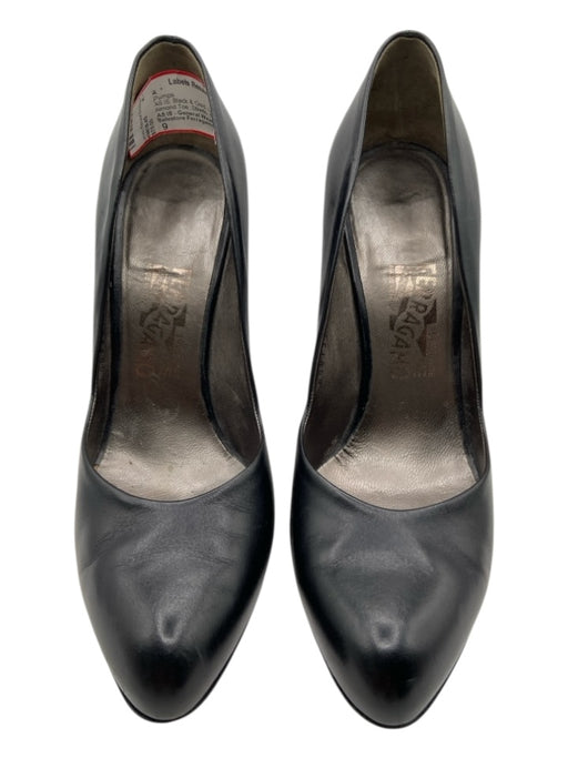 Salvatore Ferragamo Shoe Size 9 Black & Gold Leather Pointed Almond Toe Pumps Black & Gold / 9