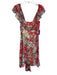 Diane Von Furstenberg Size 8 Red 100% Silk Chiffon Floral Knee length Dress Red / 8