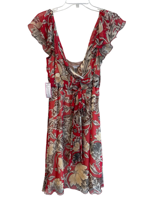 Diane Von Furstenberg Size 8 Red 100% Silk Chiffon Floral Knee length Dress Red / 8