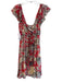 Diane Von Furstenberg Size 8 Red 100% Silk Chiffon Floral Knee length Dress Red / 8