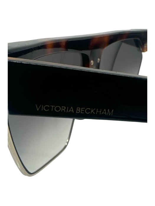 Victoria Beckham Black & Brown Acetate & Metal Semi-Rimless Rectangle Sunglasses Black & Brown