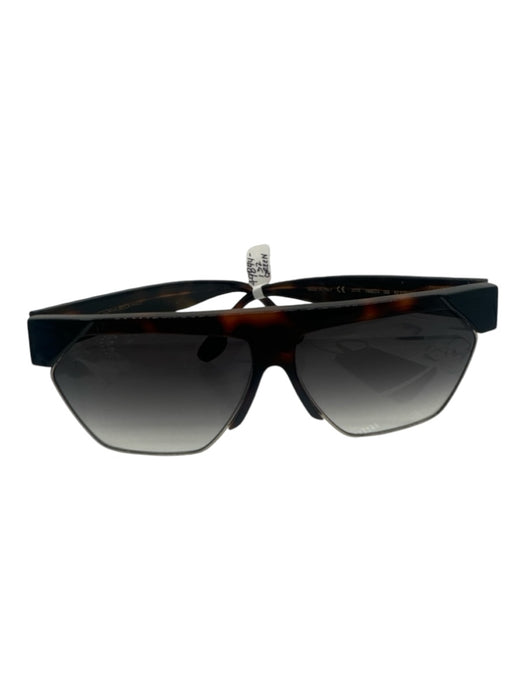 Victoria Beckham Black & Brown Acetate & Metal Semi-Rimless Rectangle Sunglasses Black & Brown