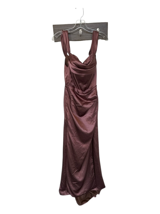 Size Est XS Brown Polyester Corset Top Off Shoulder Lace Up Back Gown Brown / Est XS