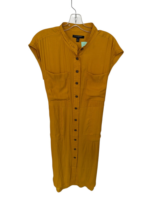 Banana Republic Size M Marigold Polyester Cap Sleeve Button Down Belted Dress Marigold / M
